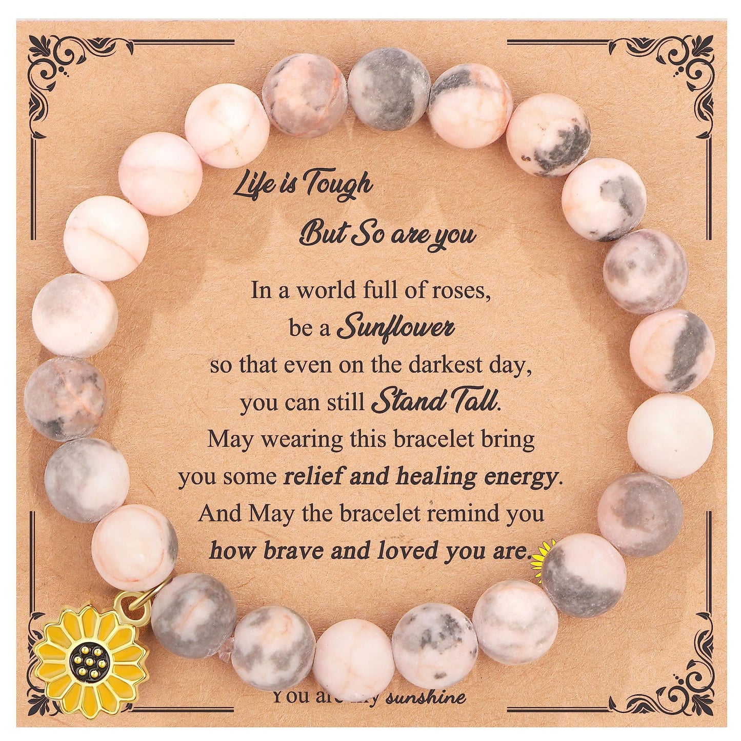 Sweet Floral Sunflower Gemstone Charm Bracelet for Women
