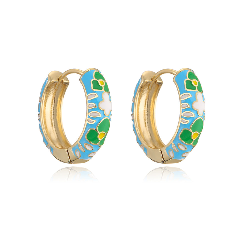 Minimalist Geometric Irregular Earrings for Women with Copper Base and 18K Gold Plating and Enamel Finish