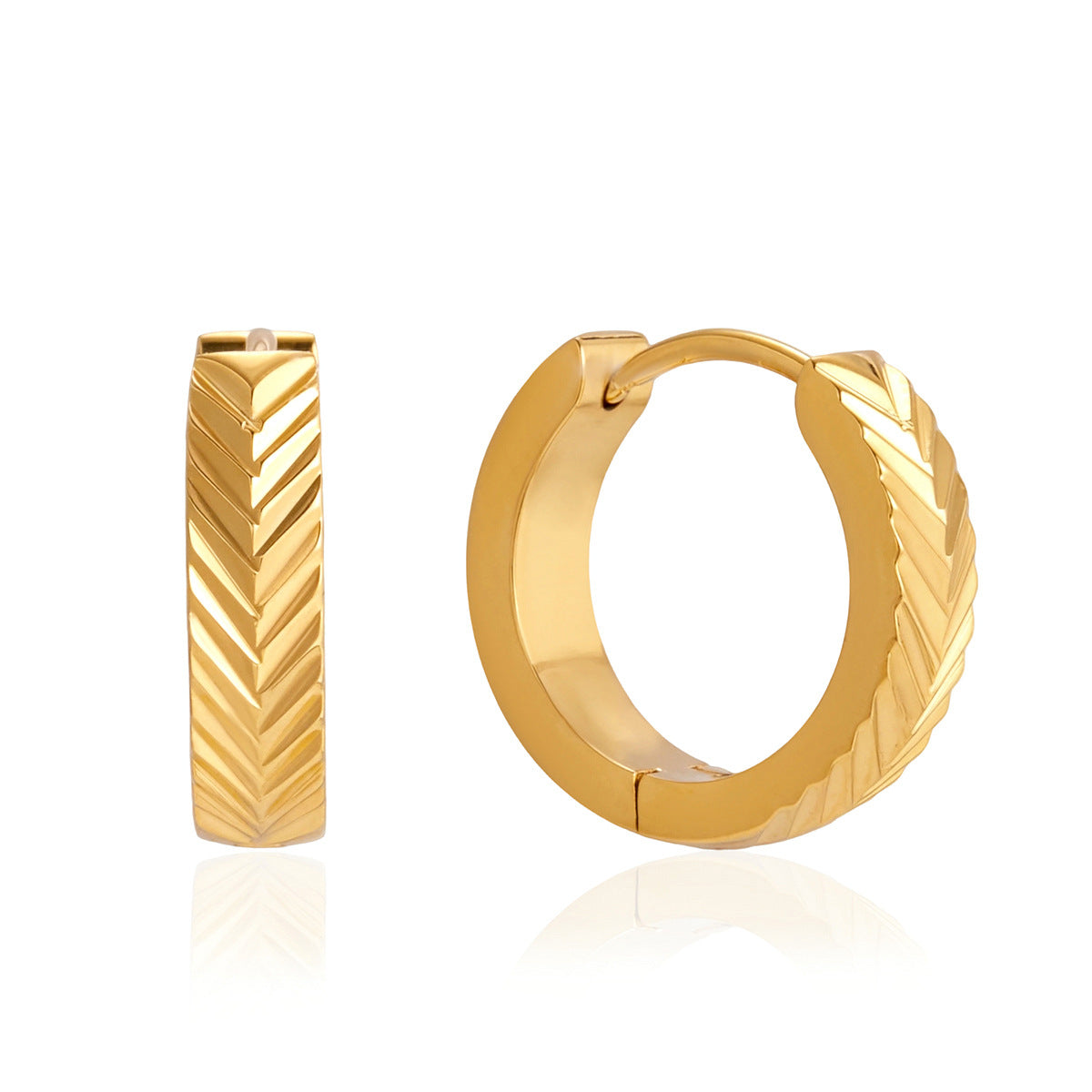 Aretes de aro geométricos de moda de acero inoxidable chapado en oro de 18 quilates para mujer