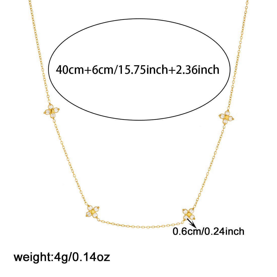 Minimalist Luxury Gold Plated Stainless Steel Floral Rhinestone Pendant Necklace for Women