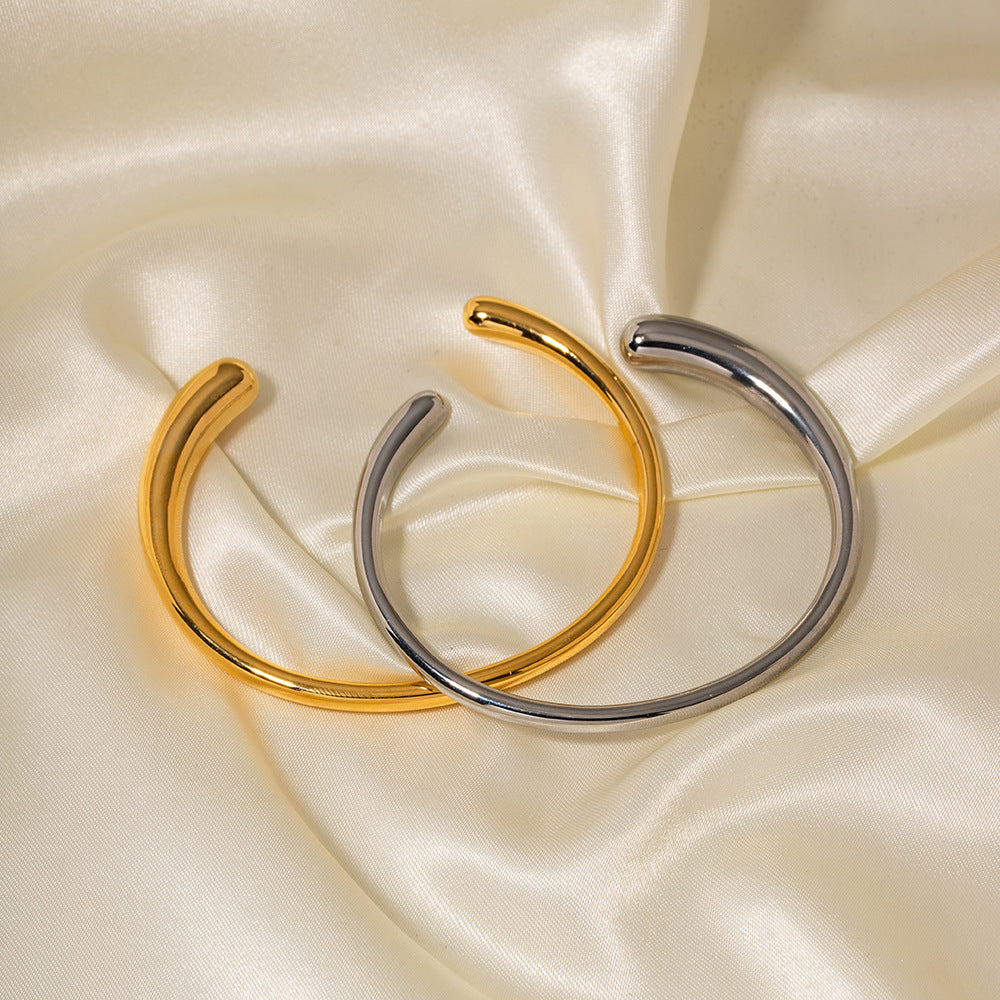 Fashionable Geometric Irregular Open Cuff Bracelet for Women with 18K Gold Plated Stainless Steel