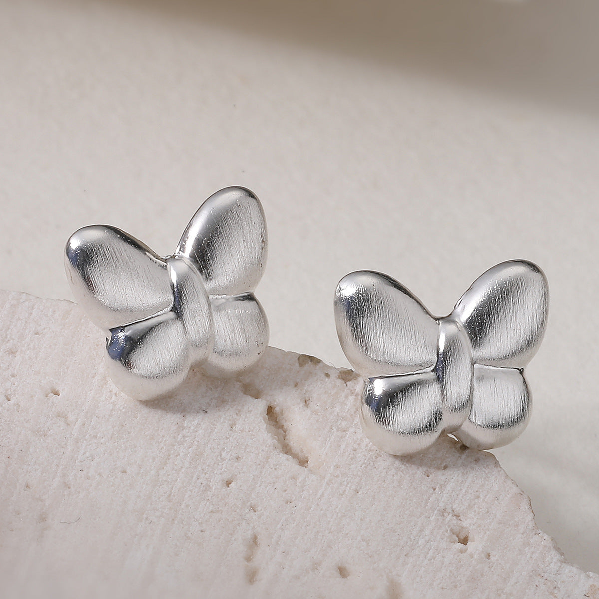 Minimalist Sweet 18K Gold Plated Brushed Brass Butterfly Earrings
