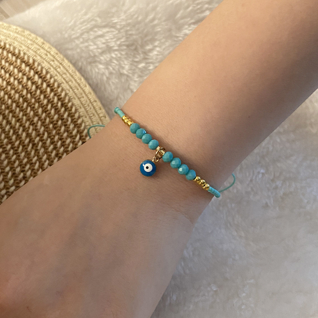 Unique Eye-Shaped Crystal Braided Bracelet for Women with Handmade Craftsmanship