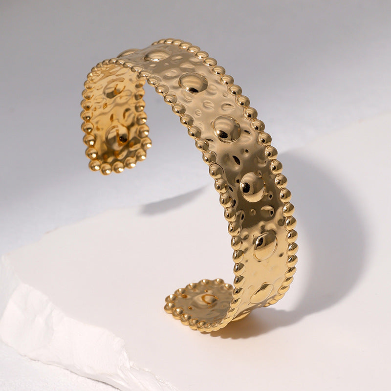 Minimalist Geometric 18K Gold Plated Stainless Steel Adjustable Open Cuff Bracelet