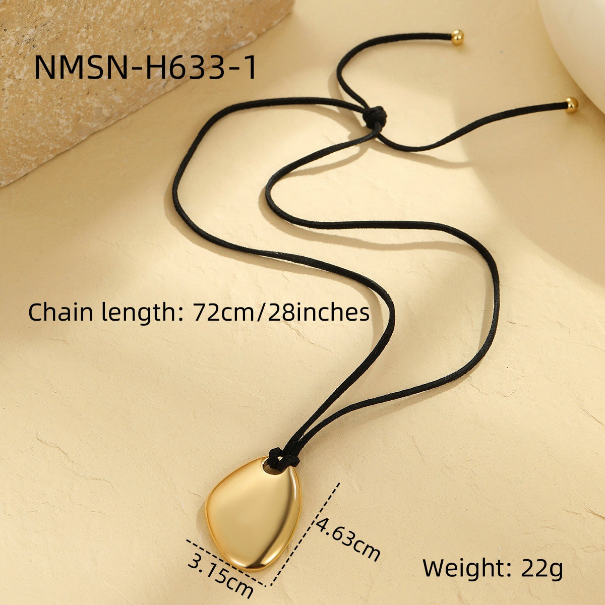 Collar Minimalista Geométrico Irregular de Acero Inoxidable con Colgante de Acero de Titanio Bañado en Oro de 18K