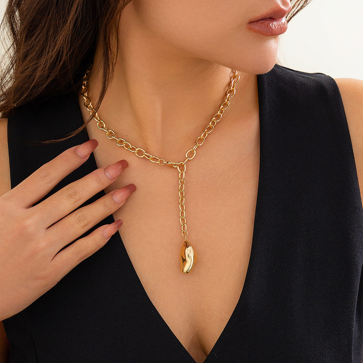 Vintage Geometric Alloy Plated Pendant Necklace for Women