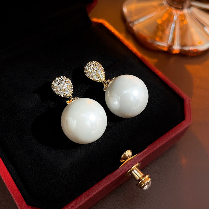 Minimalist Geometric Drop Earrings with Zircon and Pearl Accents in Gold-Plated Copper and 925 Sterling Silver Posts