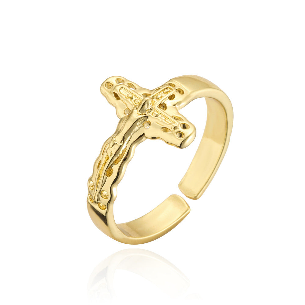 Anello Aperto Geometrico Minimalista in Rame Placcato Oro 18K, Unisex