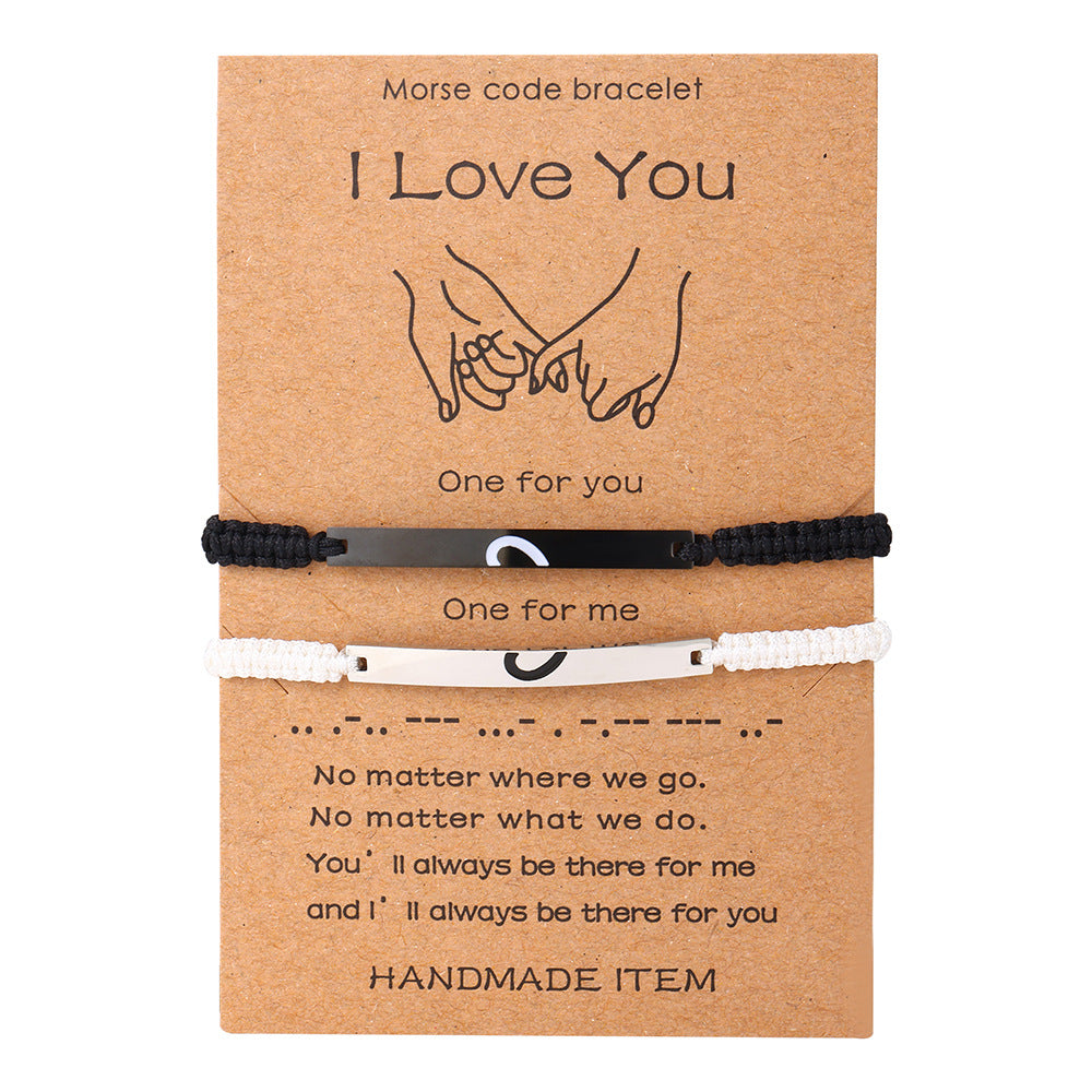 Geometric Heart Drip Oil Stainless Steel Wax Cord Bracelet