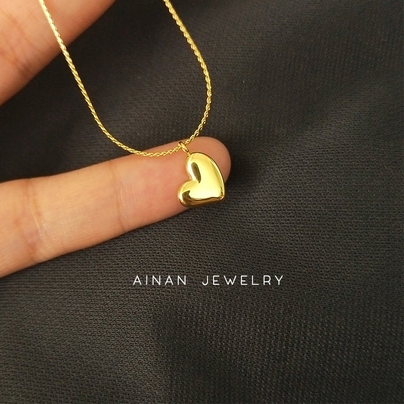 Minimalist Fashion-Commuter Heart-Shaped Titanium Steel Pendant Necklace with Twisted Chain and Plated Finish