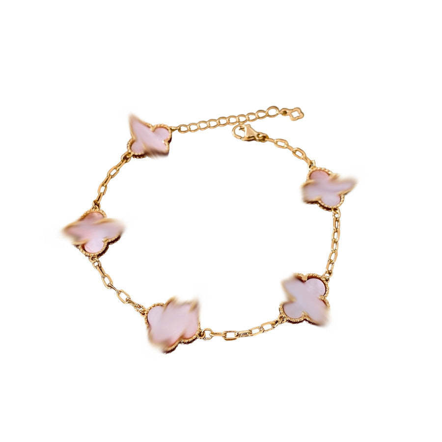 Sweet Elegant 18K Gold Plated Brass Geometric Floral Bracelet for Women