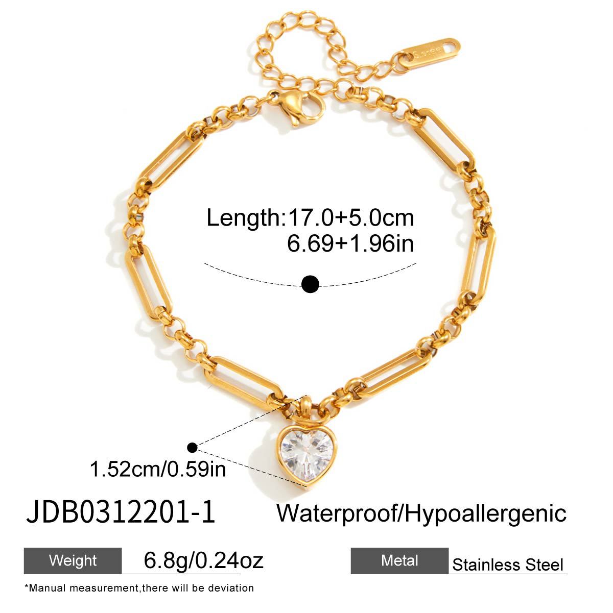 Elegant Minimalist Geometric Stainless Steel Plated Cubic Zirconia Bracelet for Women