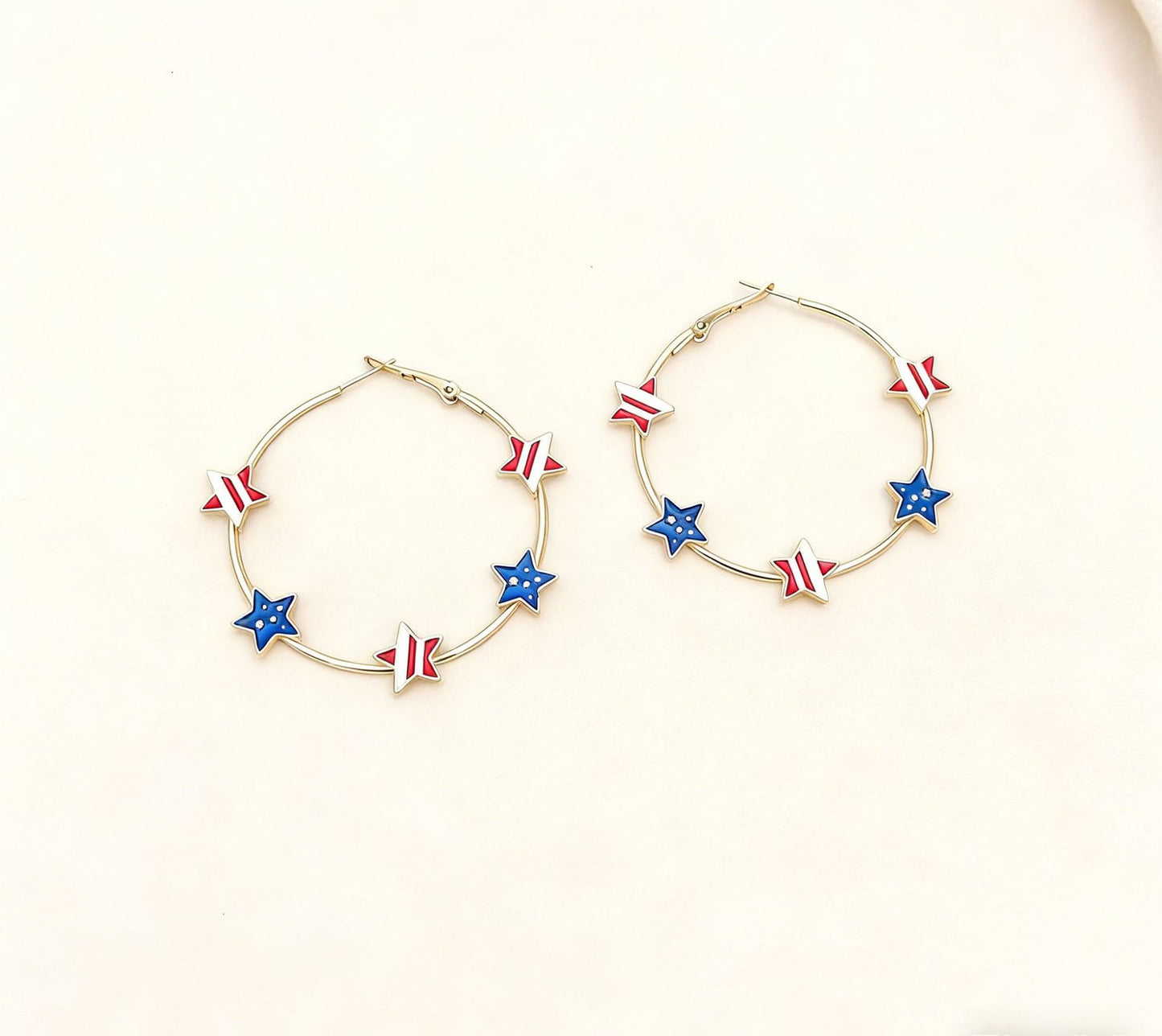 Star Drip Oil Plated Stainless Steel Hoop Earrings for Women