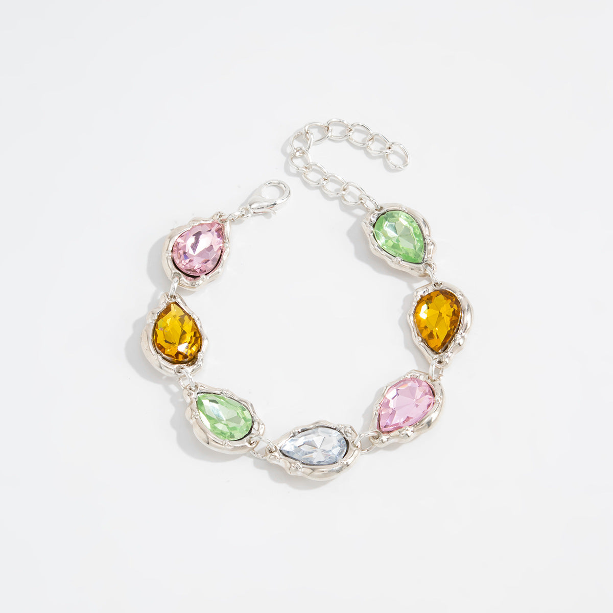 Sweet Teardrop Rhinestone Gemstone Zinc Alloy Plated Bracelet for Women