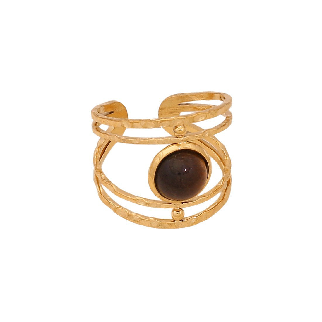 Anello da donna minimalista geometrico retrò in acciaio inossidabile con finitura placcata