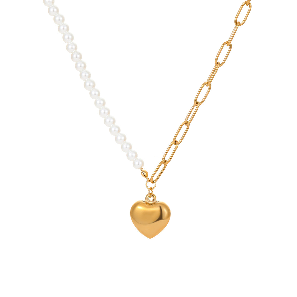Collar con colgante de corazón dulce de acero inoxidable con chapado en oro de 18 quilates para mujer, estilo minimalista de oficina a la moda