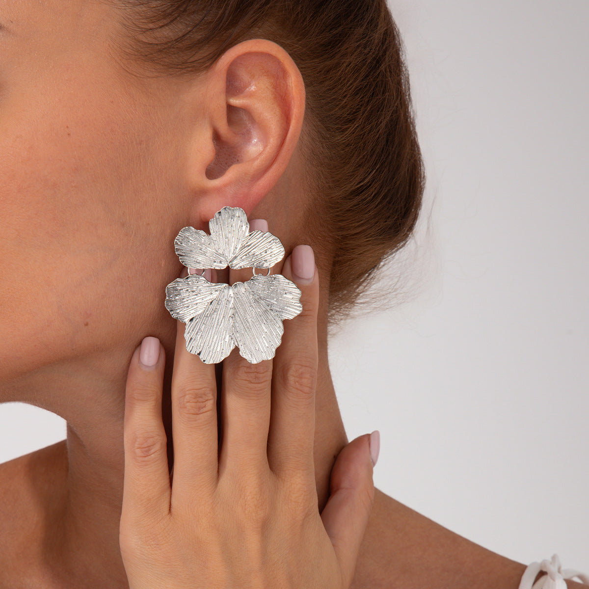 Elegant Plated Alloy Floral Stud Earrings for Women