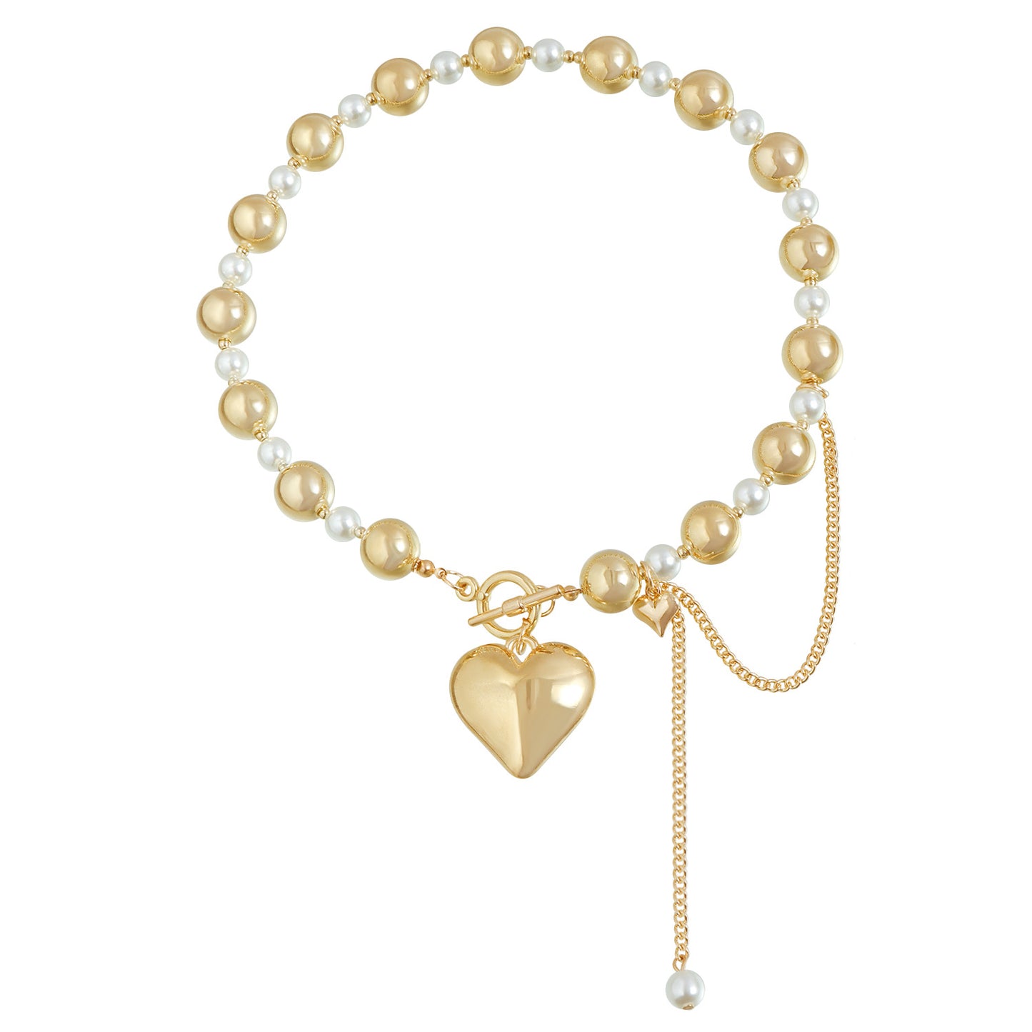 Retro Minimalist Heart-Shaped Resin Pendant Necklace with Gold-Plated Alloy Charm for Women