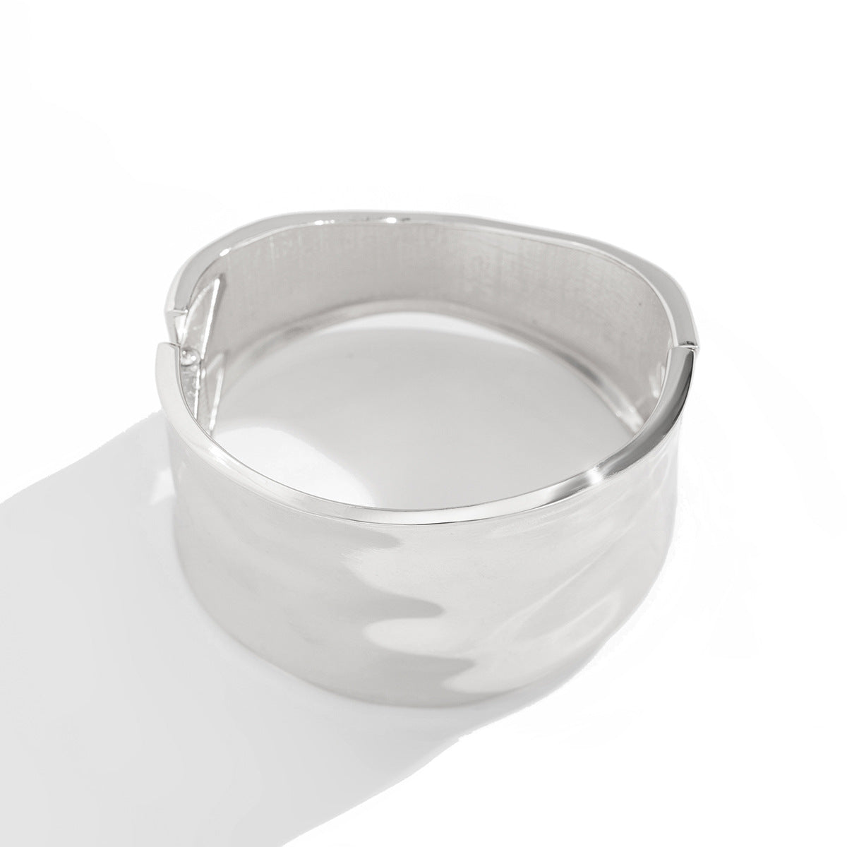 Minimalist Irregular Geometric Plated Alloy Wide Cuff Bracelet Ring Set