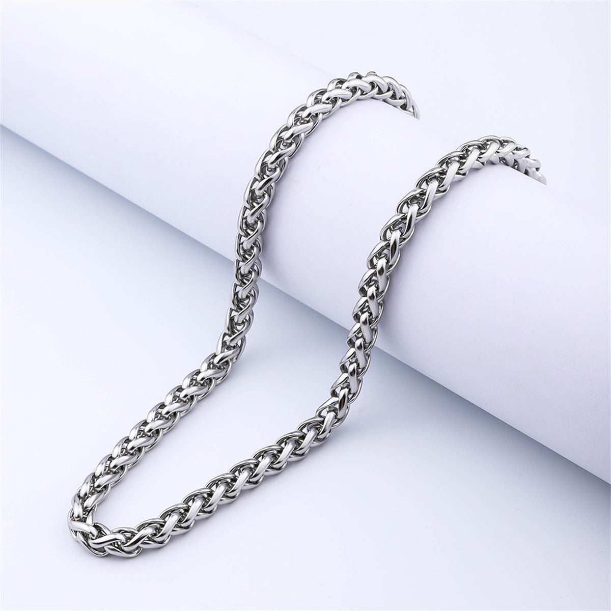 Plated Stainless Steel Snake Chain Necklace with Titanium Steel Pendant Charm Bar for Unisex