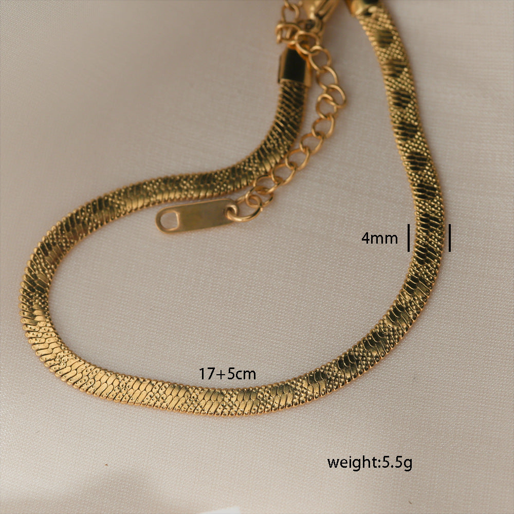 Bracciale Minimalista in Acciaio al Titanio da Donna con Placcatura in Oro 18K, Design a Catena Semplice, Set di Gioielli Versatili per Tutti i Giorni