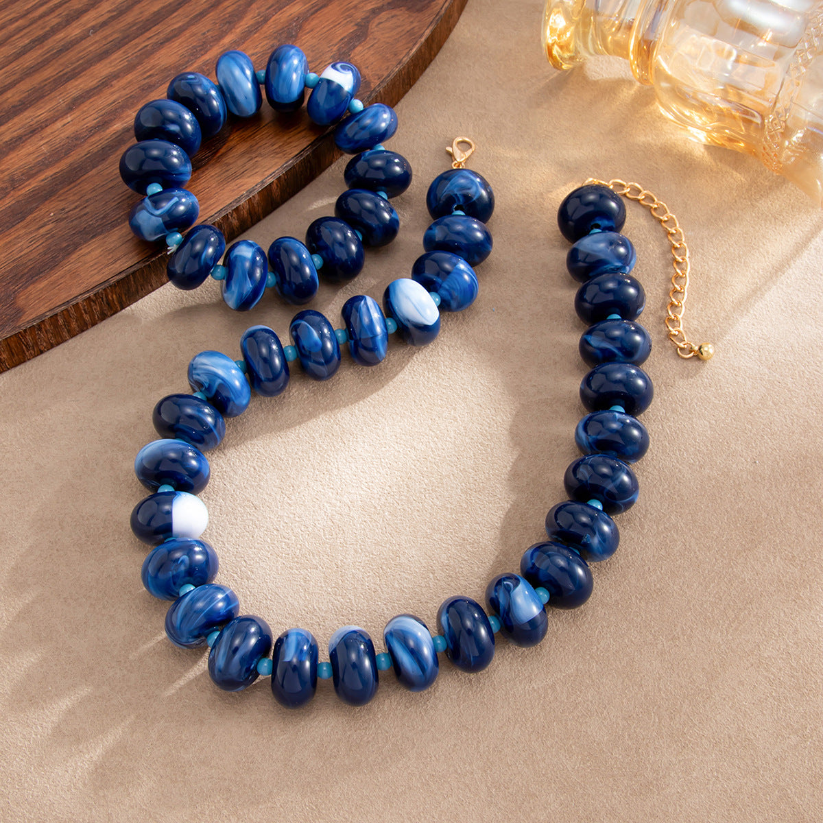 Bohemian Geometric Oval Gradient Resin Necklace for Women