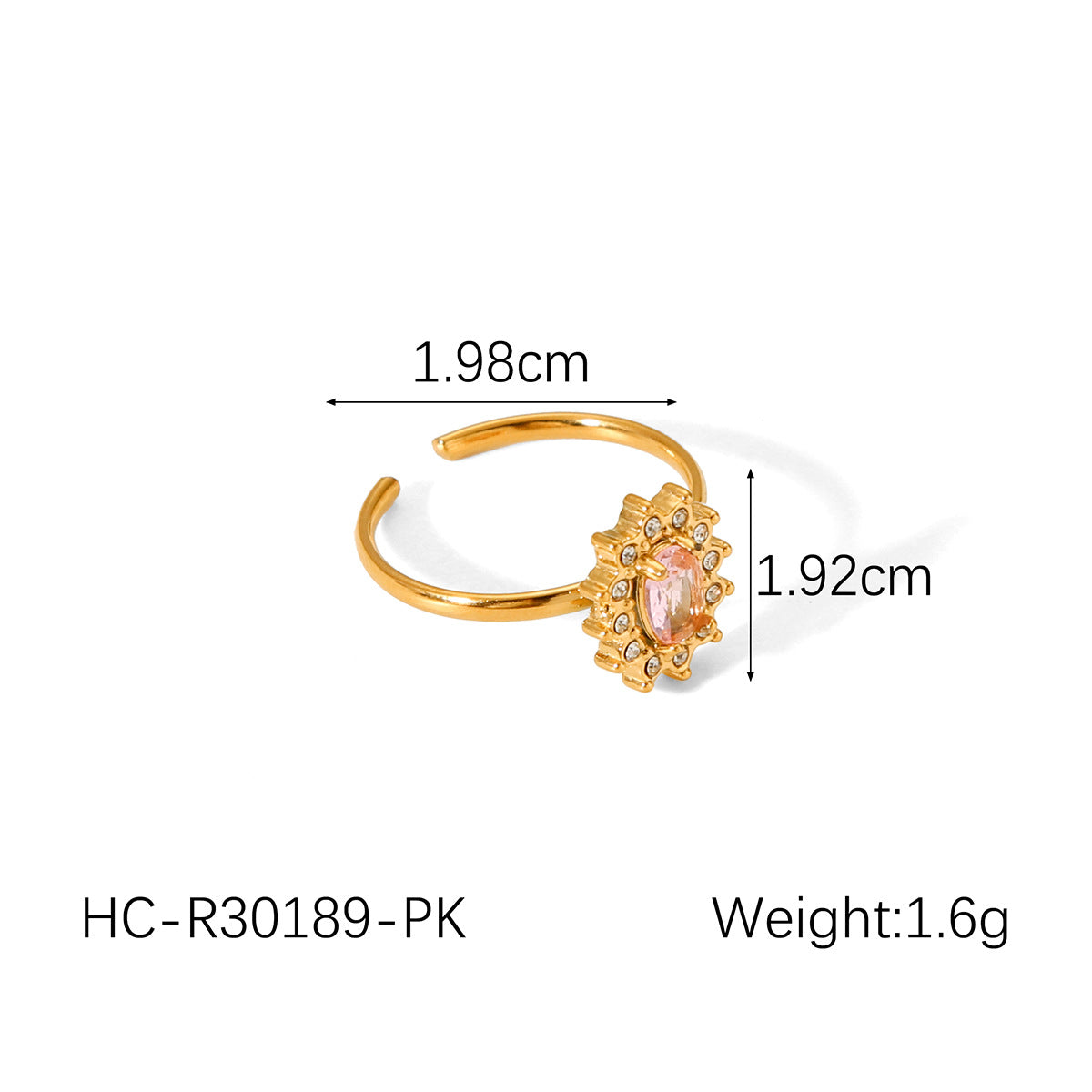 Anello da Donna Minimalista Geometrico in Acciaio al Titanio con Intarsi in Strass e Finitura Placcata