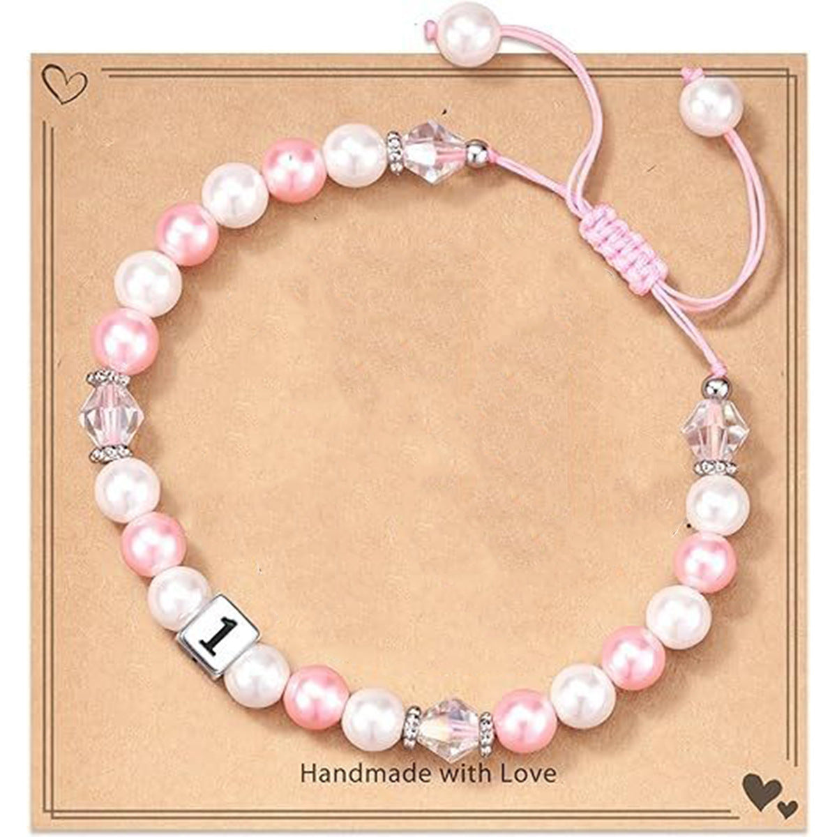 8mm Imitation Pearl Heart Woven Bracelet Unisex Fashion Jewelry Gift