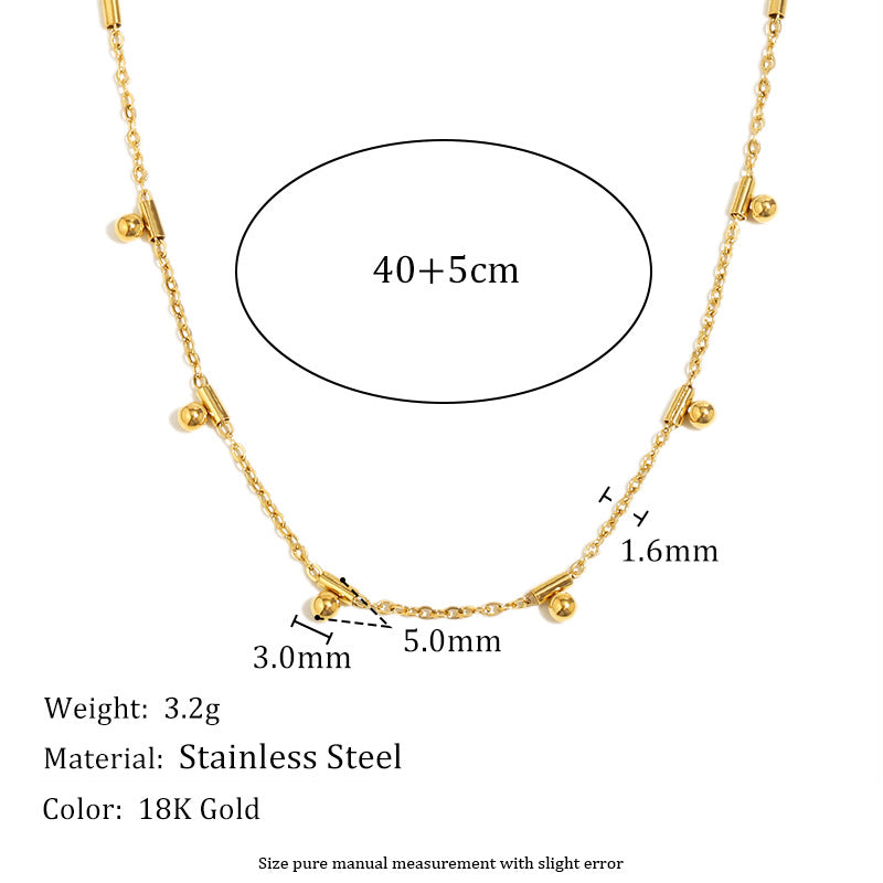 Minimalist Geometric Stainless Steel Plated 18K Gold Fine Chain Tassel Pendant Necklace for Women