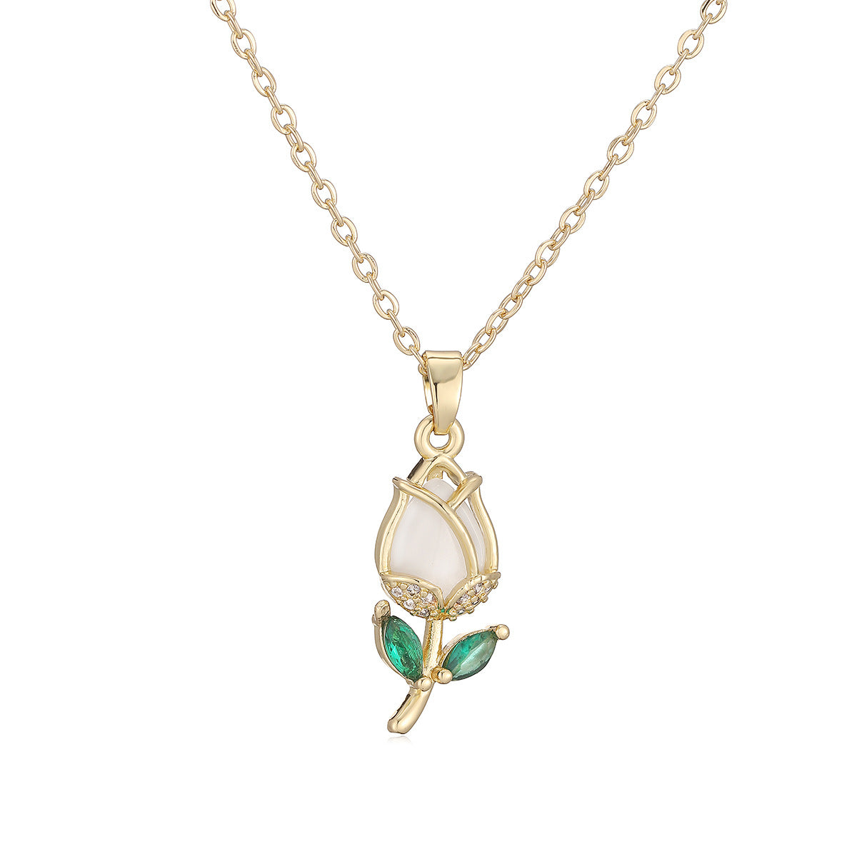 Elegant Minimalist Geometric Brass Rose Pendant Necklace for Women