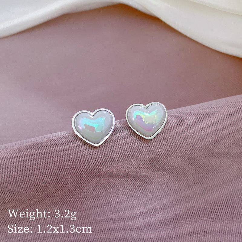 Minimalist Mermaid-Inspired Heart-Shaped Titanium Steel Stud Earrings for Women, Plated with Cool-Tone Finish, Elegant Party Jewelry