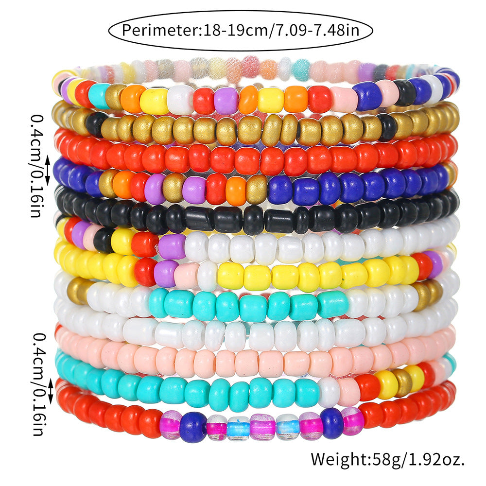 Fashionable Elastic Beaded Bracelet with Round Beads for Women and Men Minimalist Geometric Style Hand Jewelry