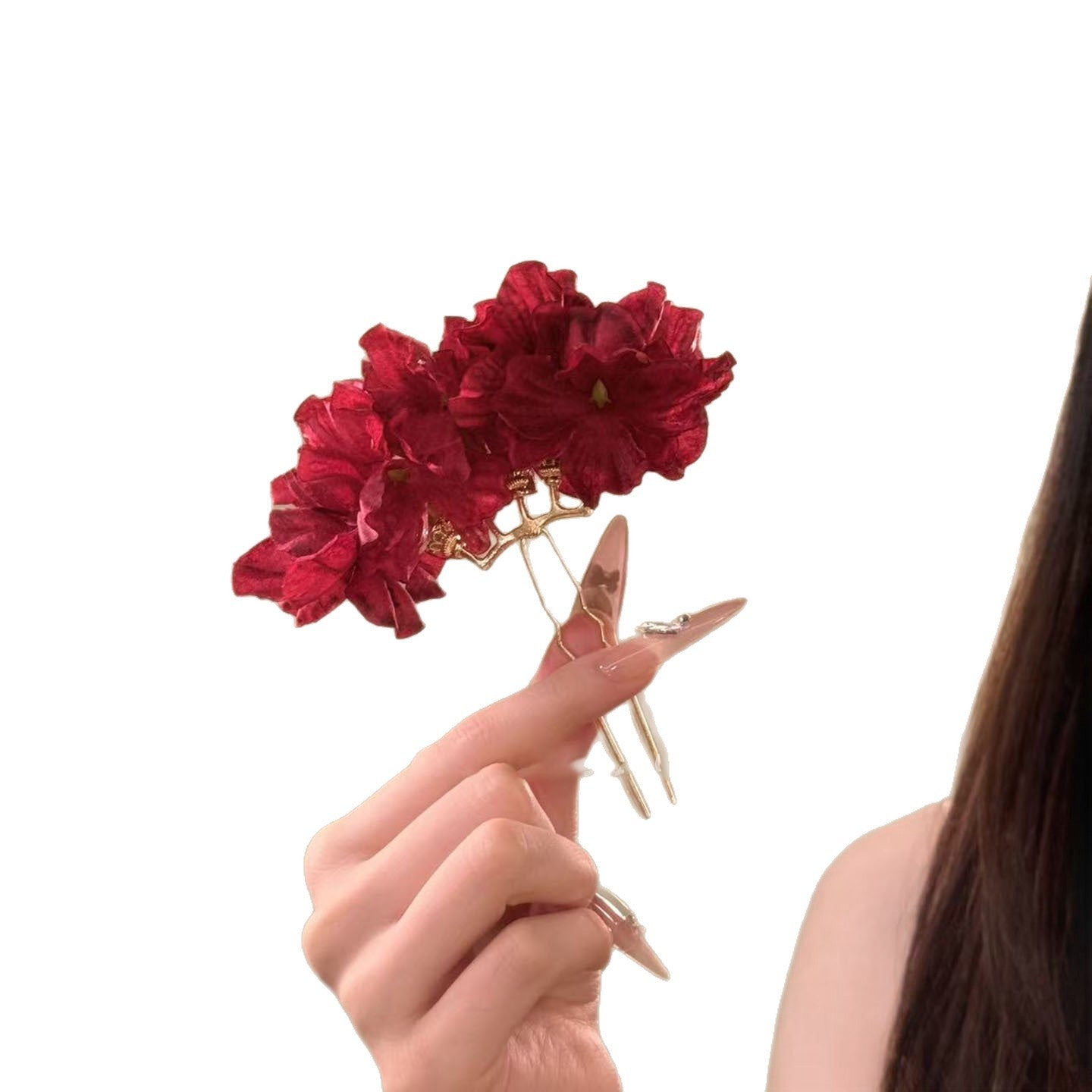Handmade Fabric Floral Hairpin for Women with Elegant Vintage Style and Minimalist Design, Lightweight Luxe Hair Accessory