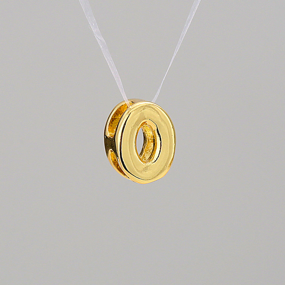 Gold Plated Brass Letter Pendant Stainless Steel Box Chain Necklace Charm Bar