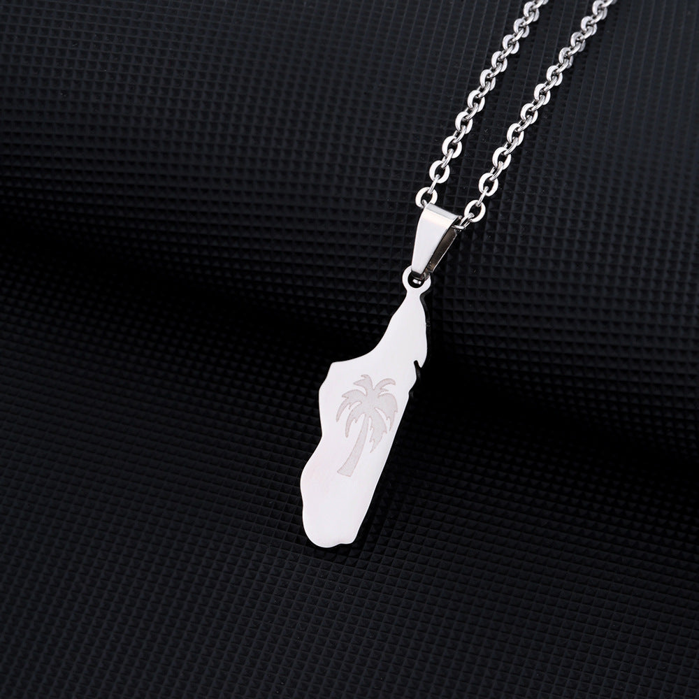 Collana Pendente Geometrica Minimalista in Acciaio Inossidabile con Finitura Placcata per Donna, Catena Maglione Leggera di Ispirazione Etnica