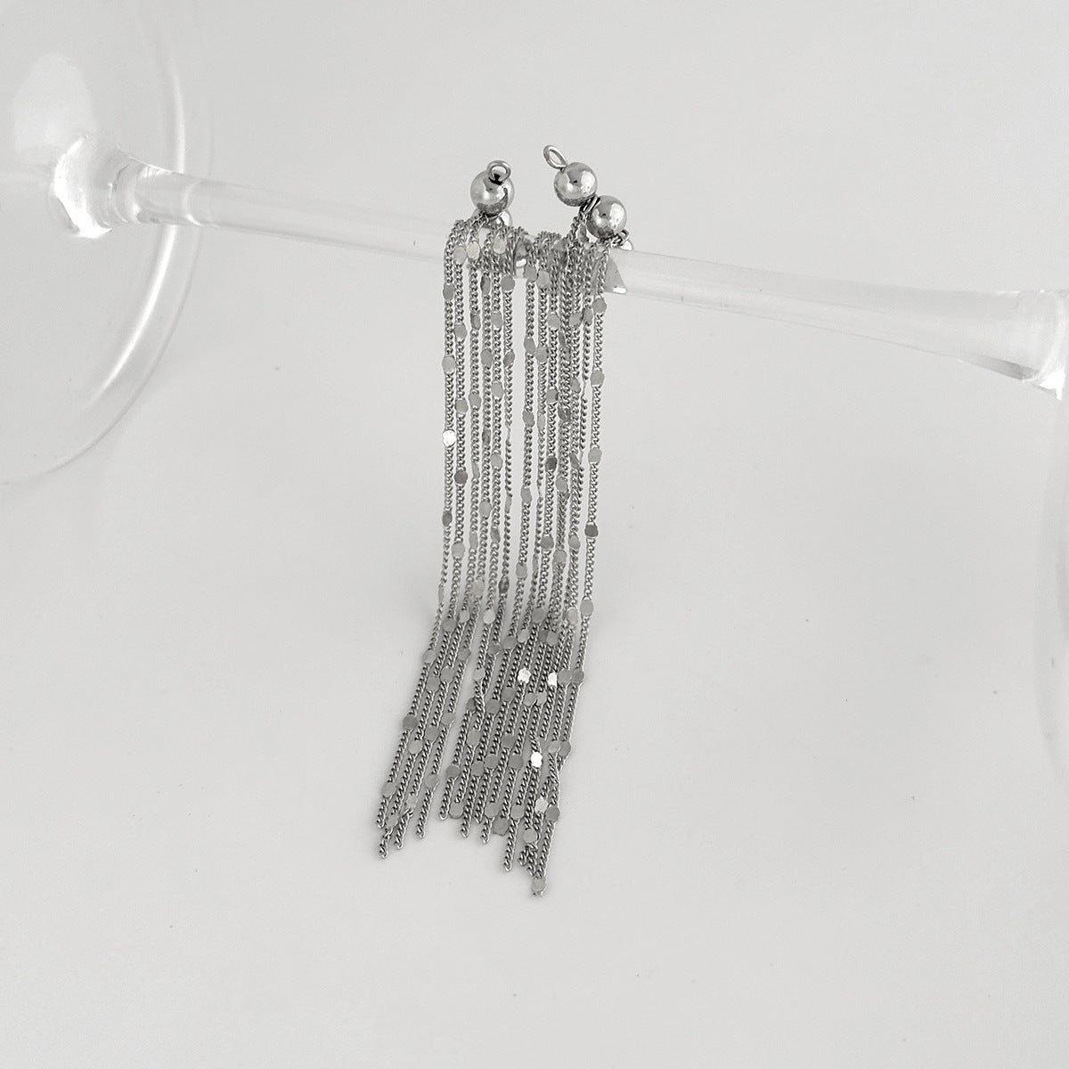 Minimalist Round Geometric Acrylic Plated Tassel Long Chain Clip-on Earrings for Women