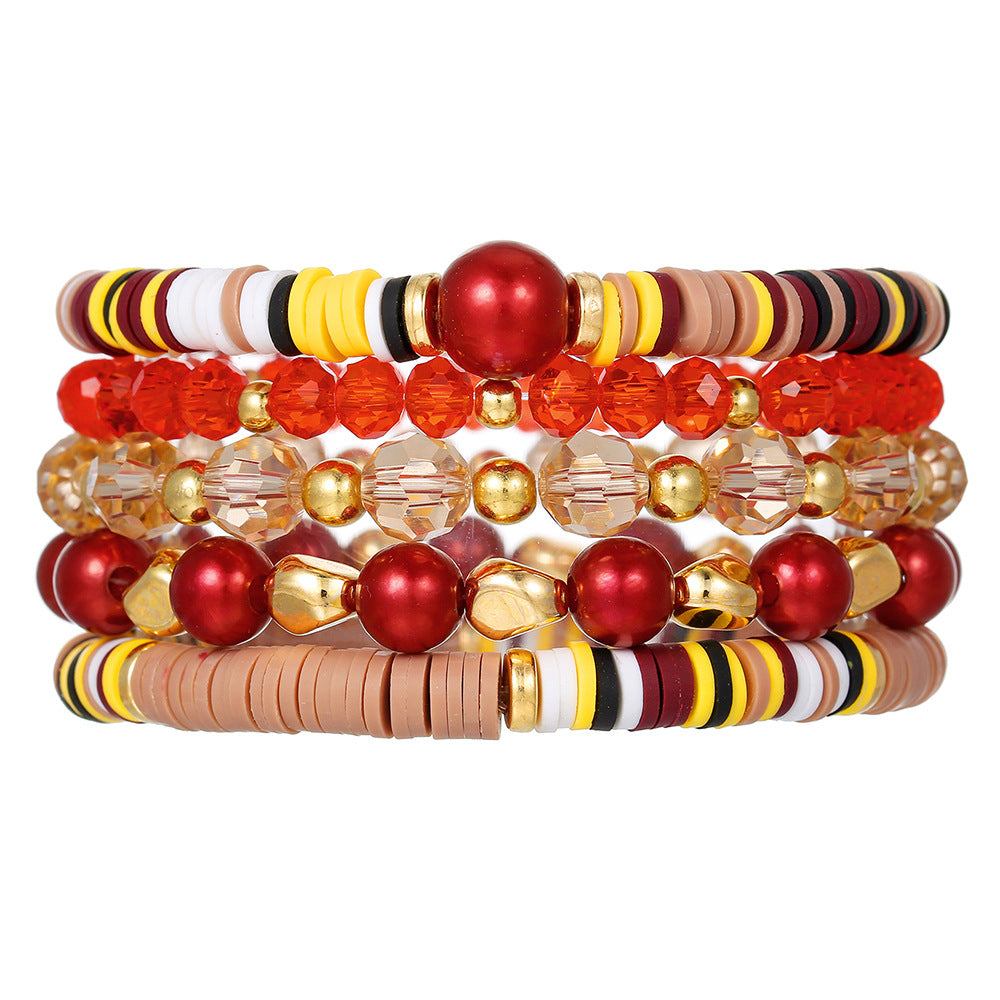 Bohemian Ethnic Geometric Resin Crystal Pearl Beaded Bracelet for Women and Men