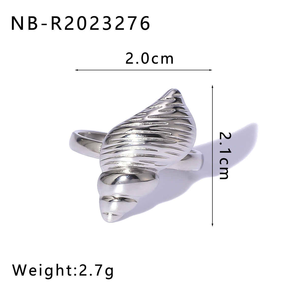 INS Style Geometric Starfish and Seashell Open Ring for Women Stainless Steel with 18K Vacuum Plating