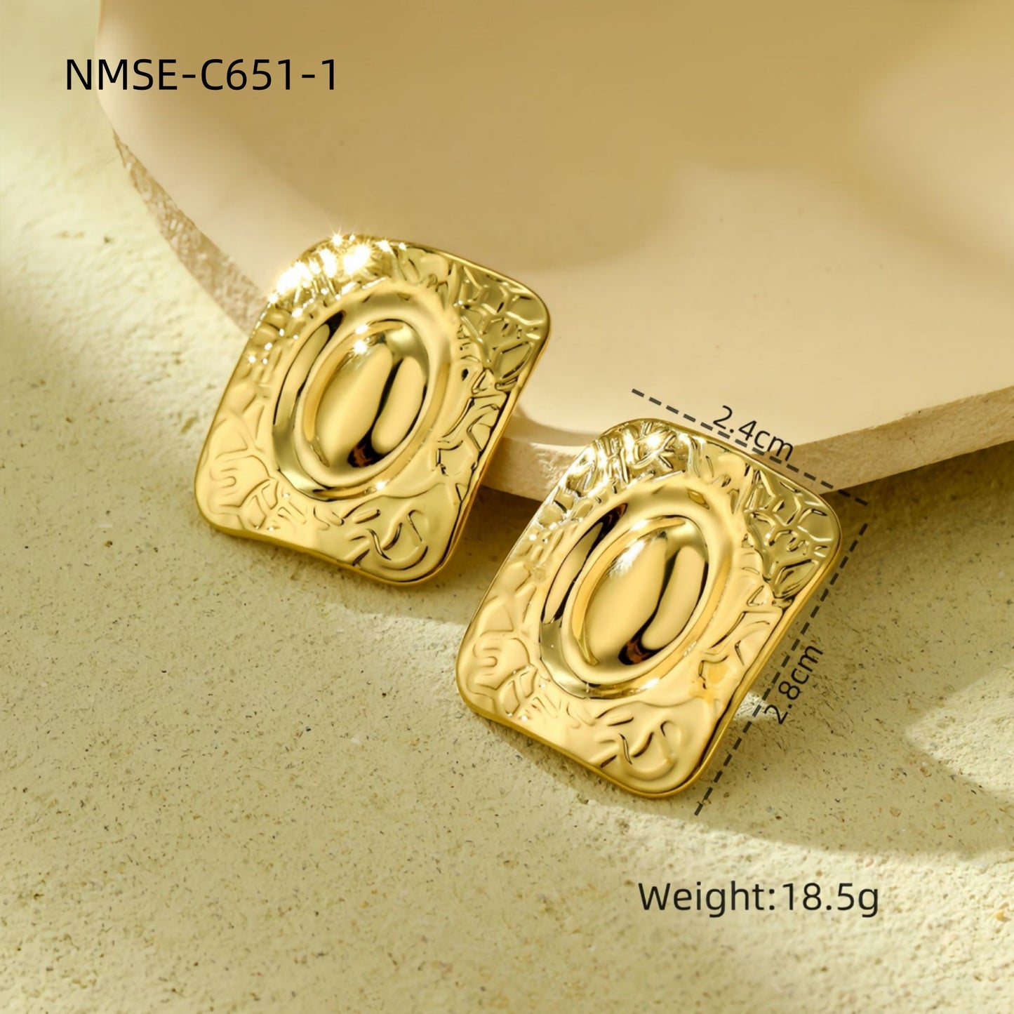 Pendientes de acero inoxidable de moda con forma geométrica de corazón y cuadrado, con acabado chapado, para mujer