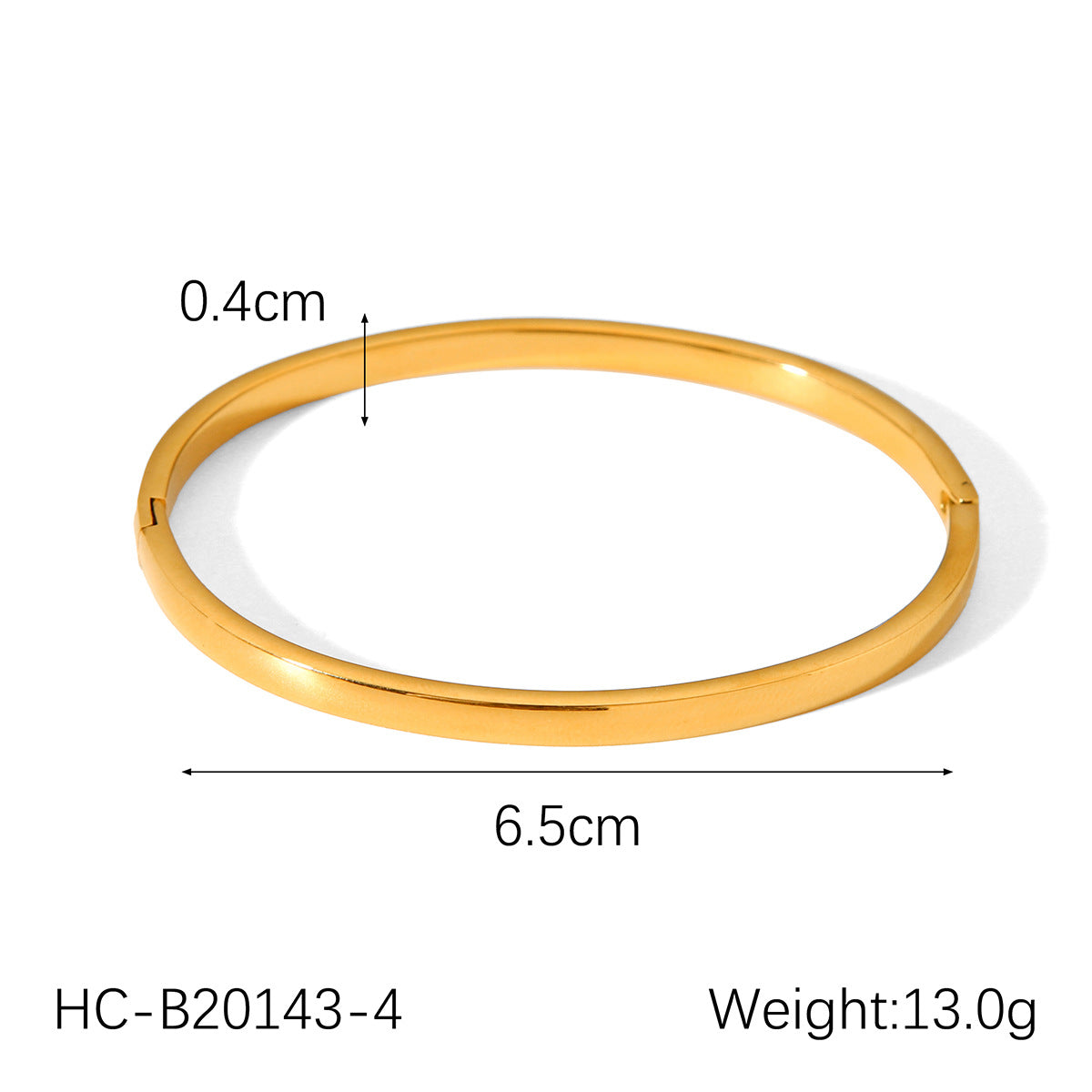 Minimalist Titanium Steel Cuff Bracelet with Polished Rounded Edges and Gold Plating for Women