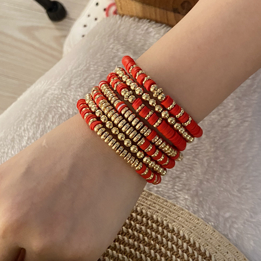 Bohemian Style Polymer Clay Beaded Bracelet for Women with Handmade Craftsmanship