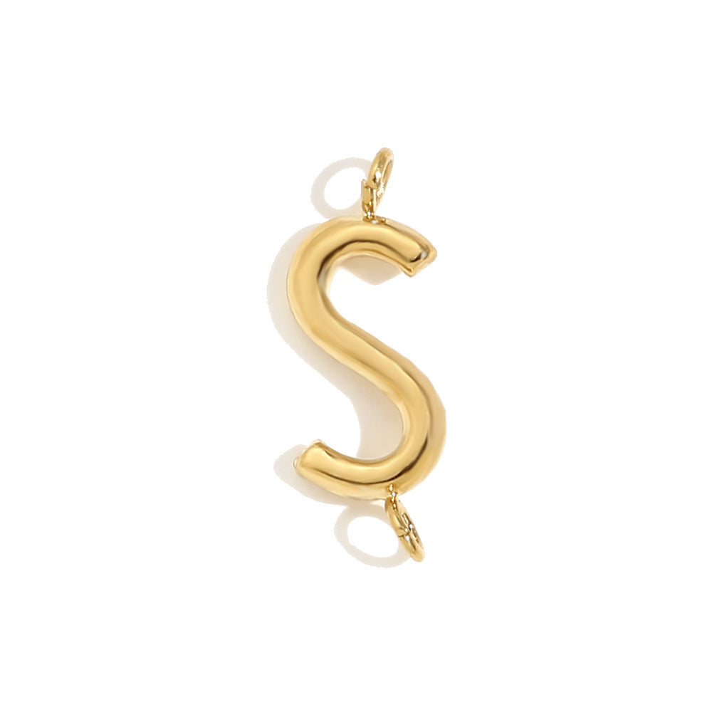 Minimalist 18K Gold Plated Stainless Steel Letter Charm Bar