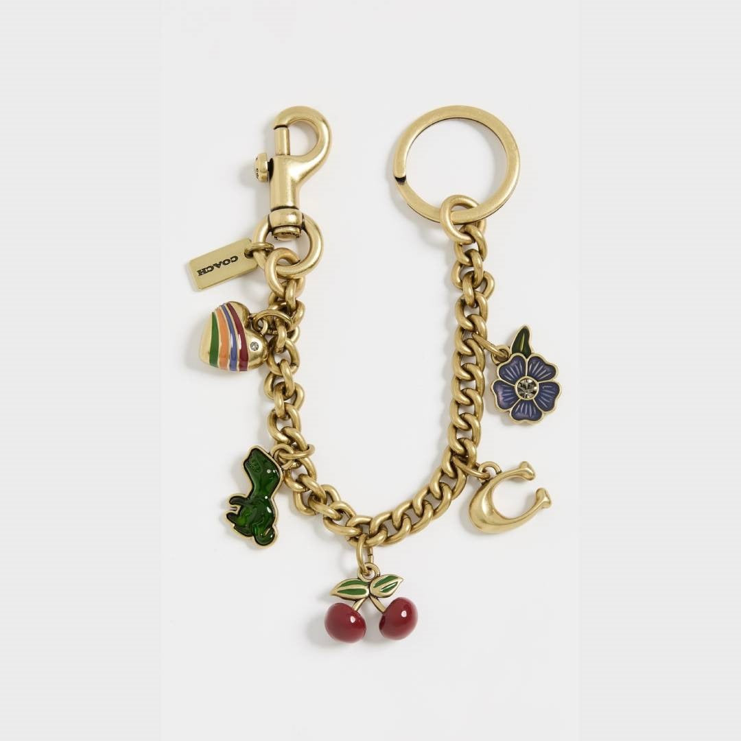 Vintage Elegant Geometric Cherry Heart Teardrop Bell Alloy Plated Bag Charm