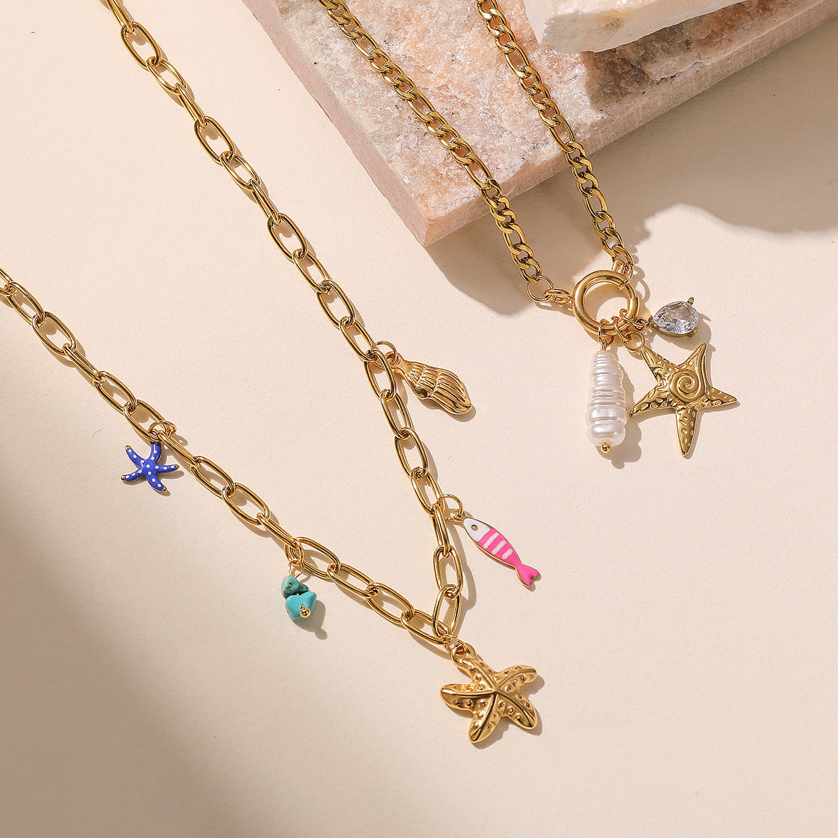 Minimalist Star-Shaped Gold-Plated Stainless Steel Pendant Necklace for Women