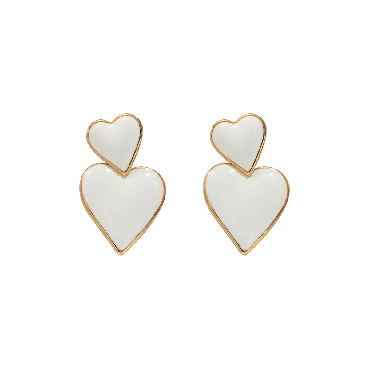 Orecchini in rame smaltato a cuore, dolci e minimalisti, da donna, con placcatura premium in oro 18K