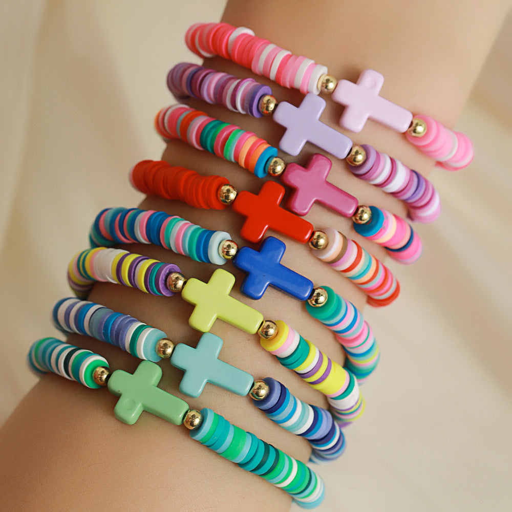 Bohemian Colorful Resin Turquoise Cross Bracelet Set