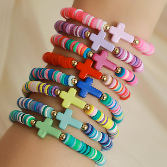 Bohemian Colorful Resin Turquoise Cross Bracelet Set