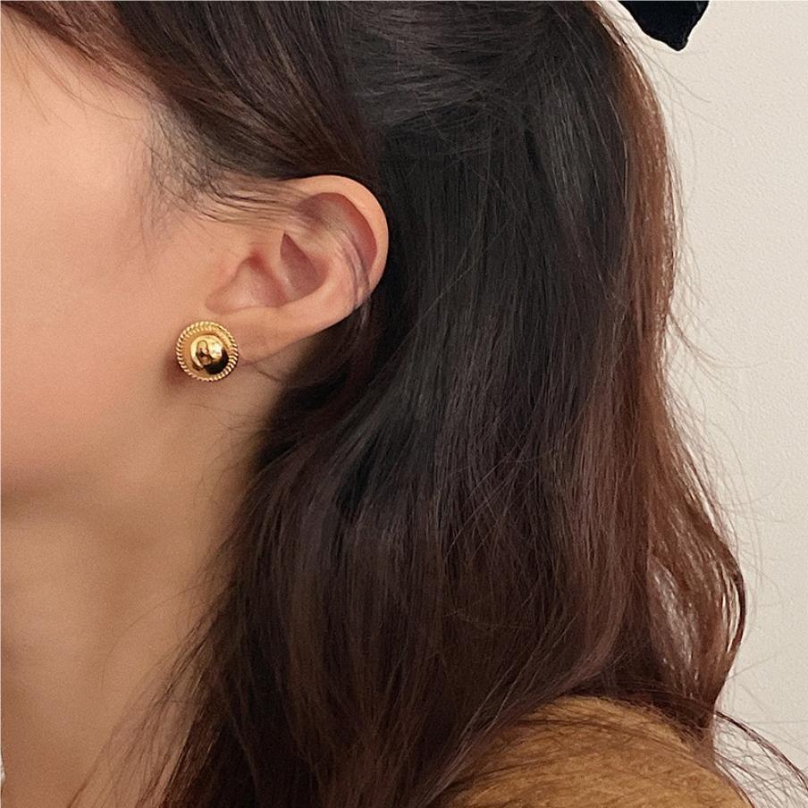 Minimalist Geometric Letter Shape 925 Sterling Silver Mirror-Finish Stud Earrings for Women