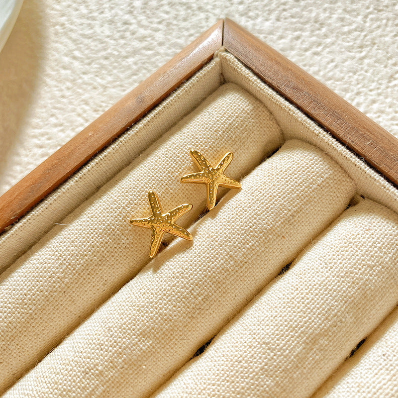 Sweet Star Brass Plated Stud Earrings for Women
