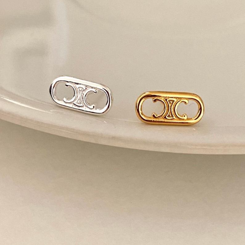 Minimalist Arch-Shaped 925 Sterling Silver Stud Earrings with Pearl Inlay for Women